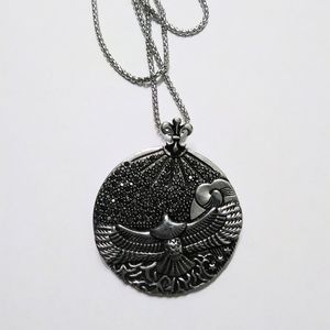 Stainless Eagle Medallion Black Crystals